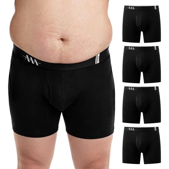 Big and Tall Mens Boxer Briefs, Cotton Stretch Underwear, 4 Pack, 5XL