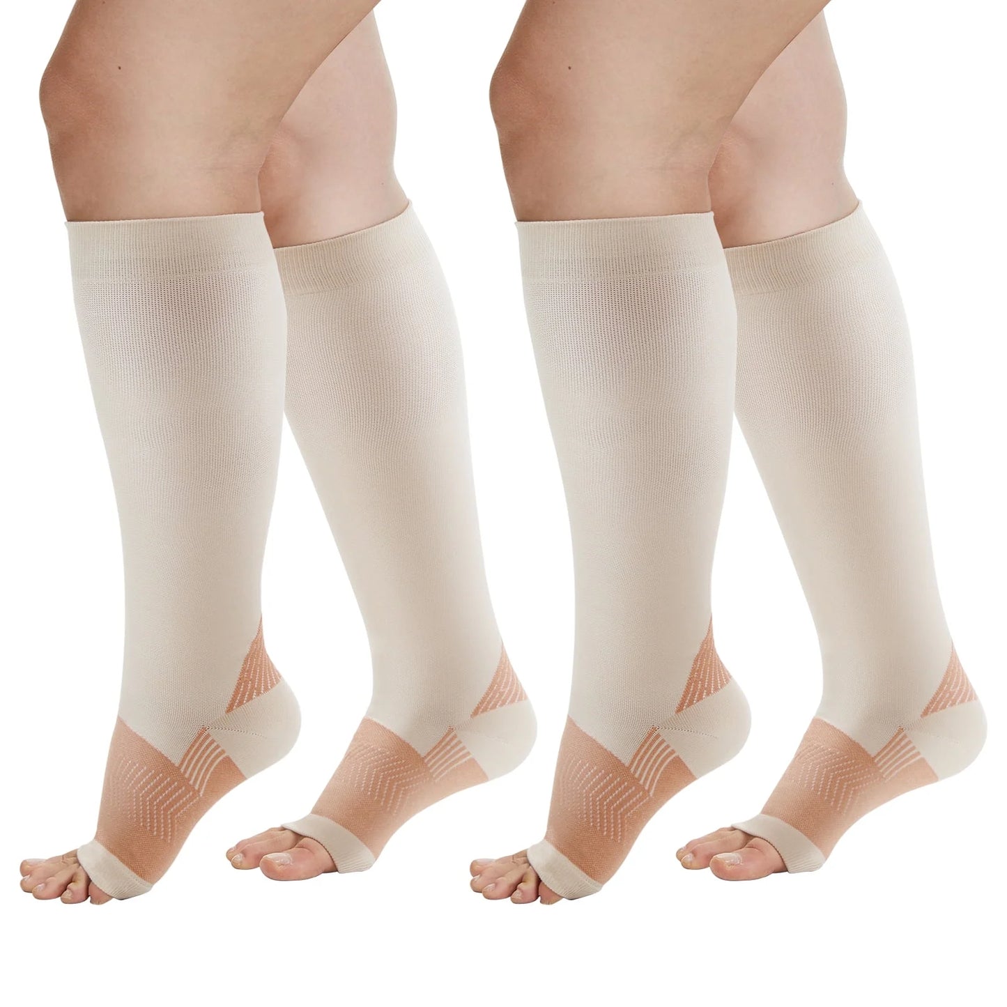 Open Toe Compression Socks for Women Men,Plus Size Compression Socks for Women Wide Calf,3 Pairs Knee-High Compression Stocking for Circulation Recovery