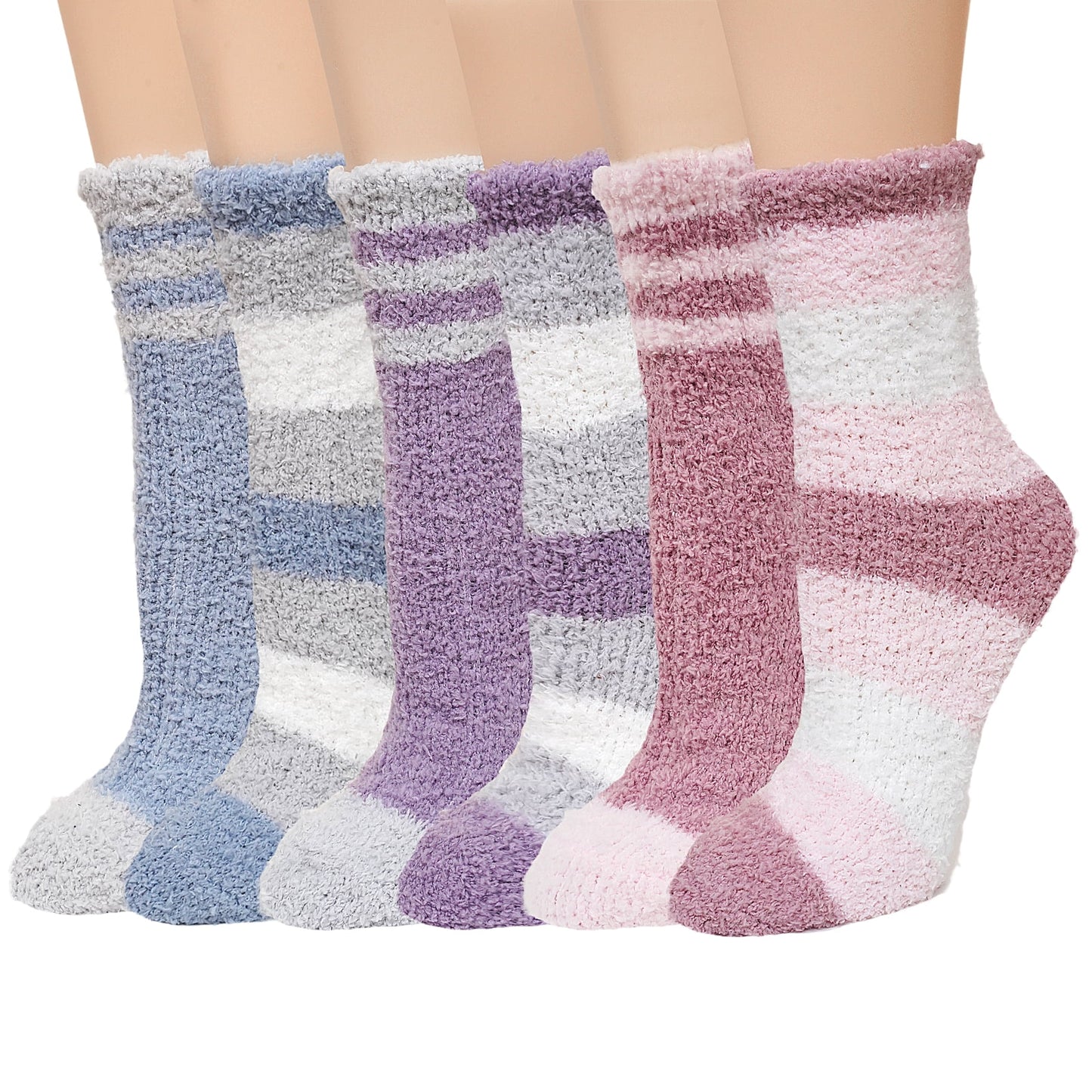 Fuzzy Socks for Women, Cozy Fluffy Winter Warm Slipper Socks , 6 Pair Colorful Fluffy Socks for Home Sleeping