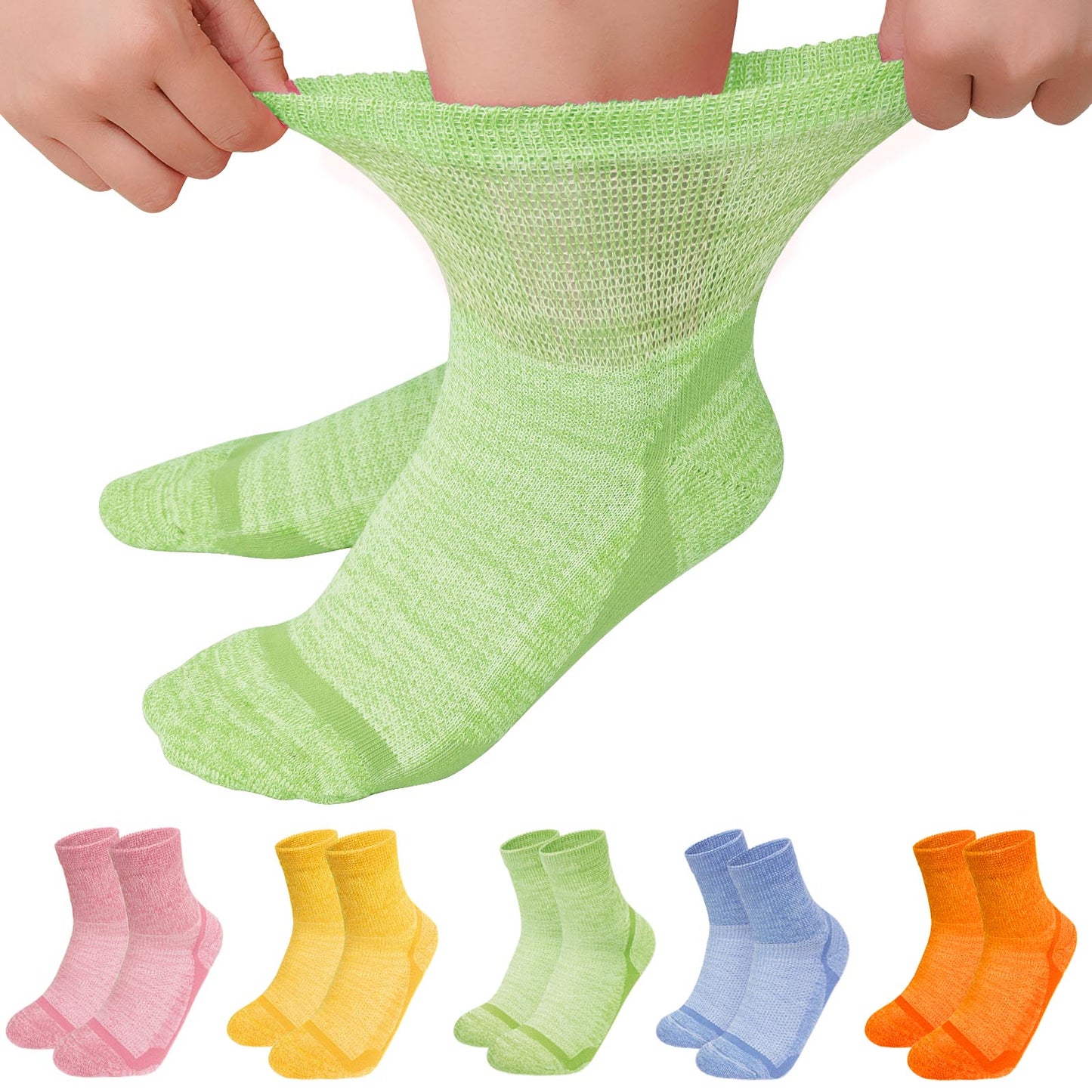 Bamboo Viscose Diabetic Socks,5 Pairs Wide Calf Socks for Men Women,Non Binding Diabetic Neuropathy Socks with Seamless Toe,Size 9-11