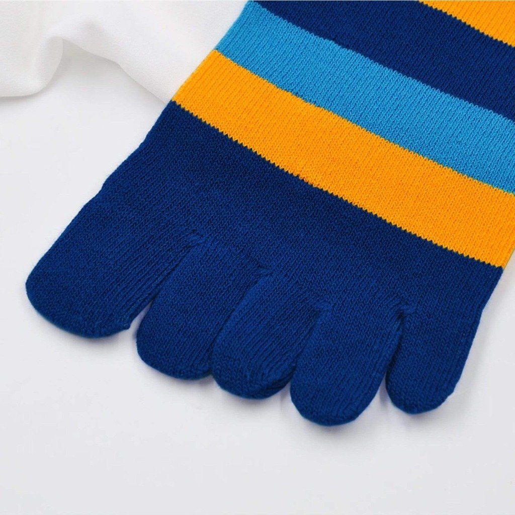 blue 5 finger striped socks for men