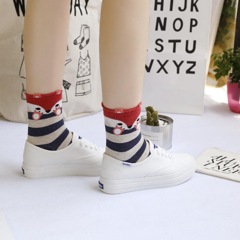 stripes animal crew socks