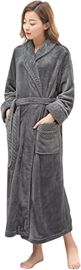 Long Bath Robe for Womens Plush Soft Fleece Bathrobes Nightgown Ladies Pajamas Sleepwear Housecoat