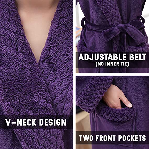 Long Bath Robe for Womens Plush Soft Fleece Bathrobes Nightgown Ladies Pajamas Sleepwear Housecoat