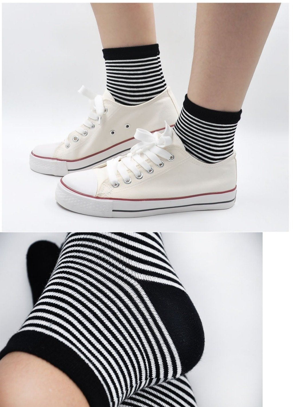 black classic stripes running socks for women