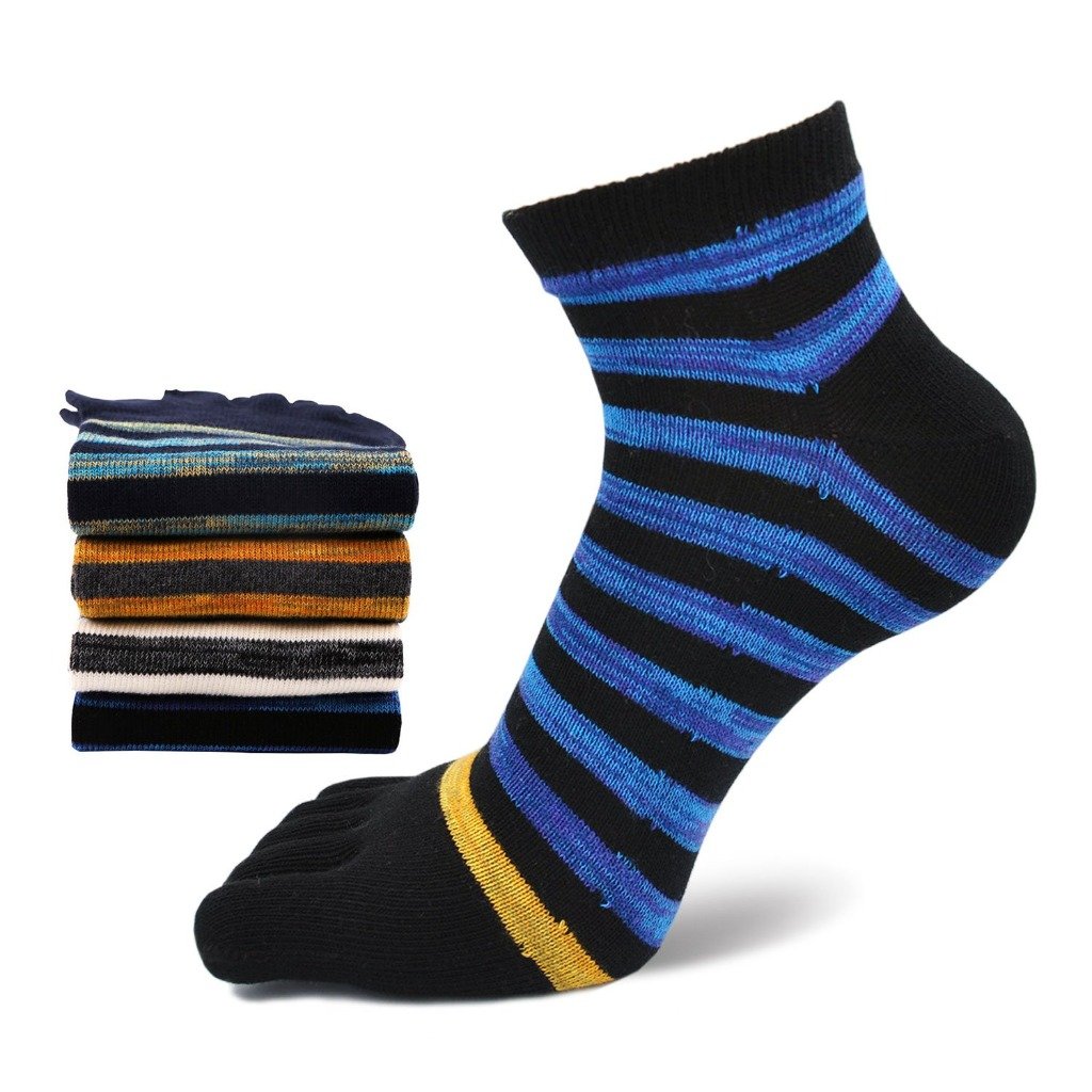 blue striped ankle socks for men