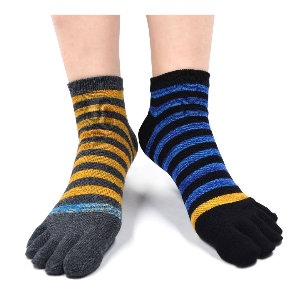 5 finger striped ankle socks for men