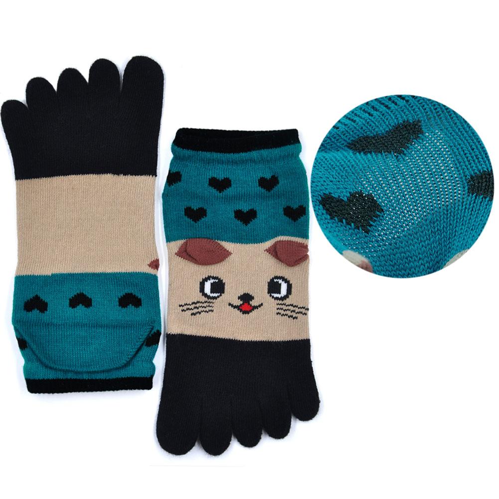 blue 5 finger animal socks