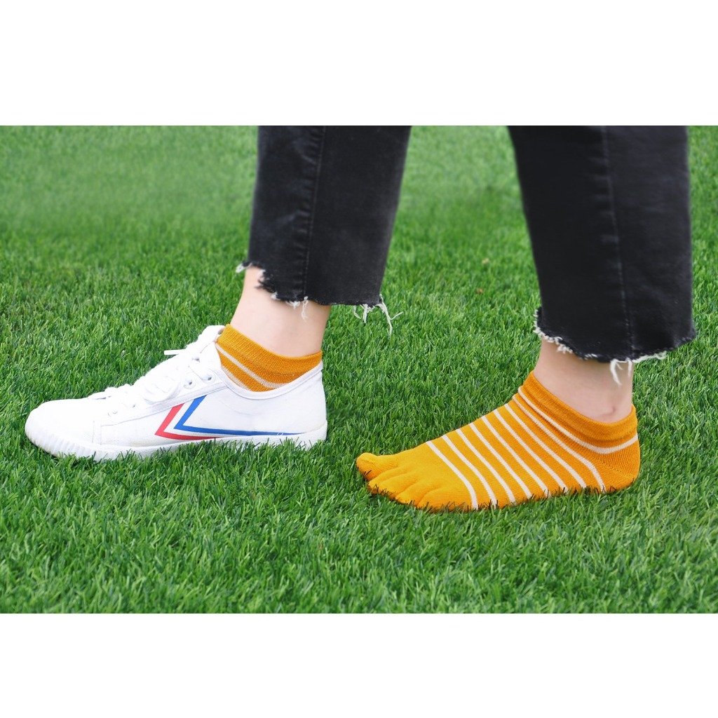 yellow stripes low cut socks