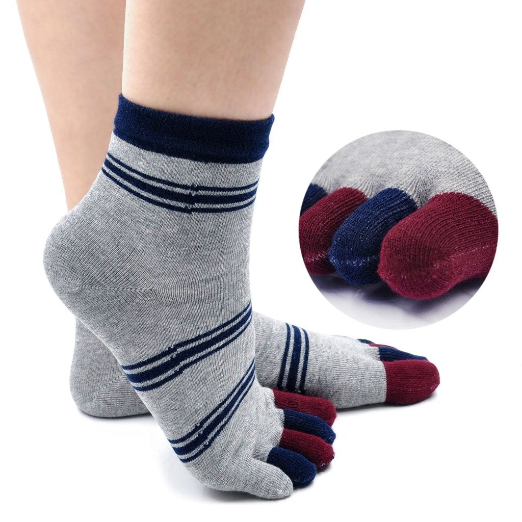 grey 5 finger socks for men