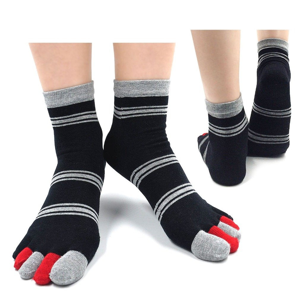 black 5 finger running crew socks for men