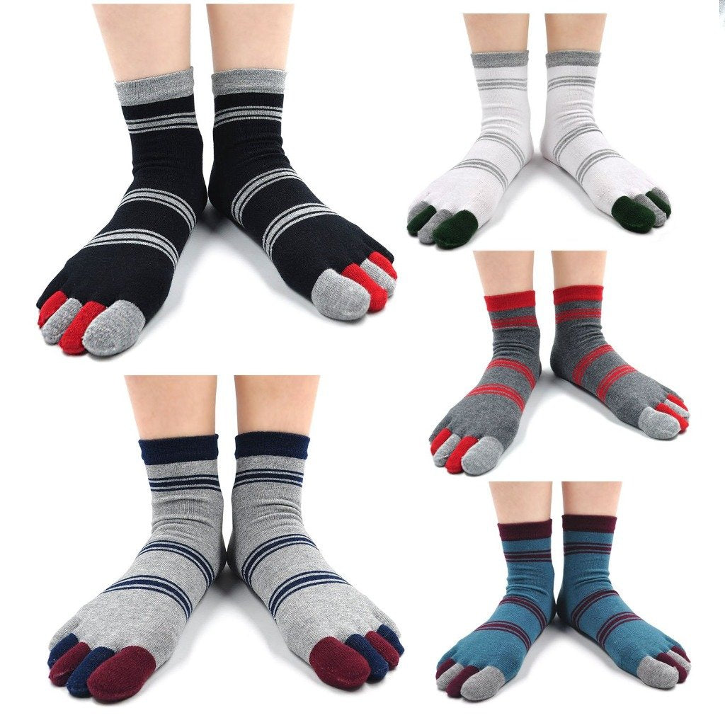 5 pairs 5 finger athletic socks for men
