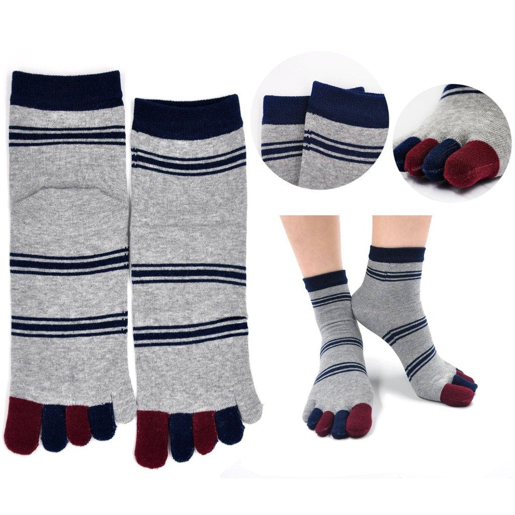 grey athletic 5 finger socks for men
