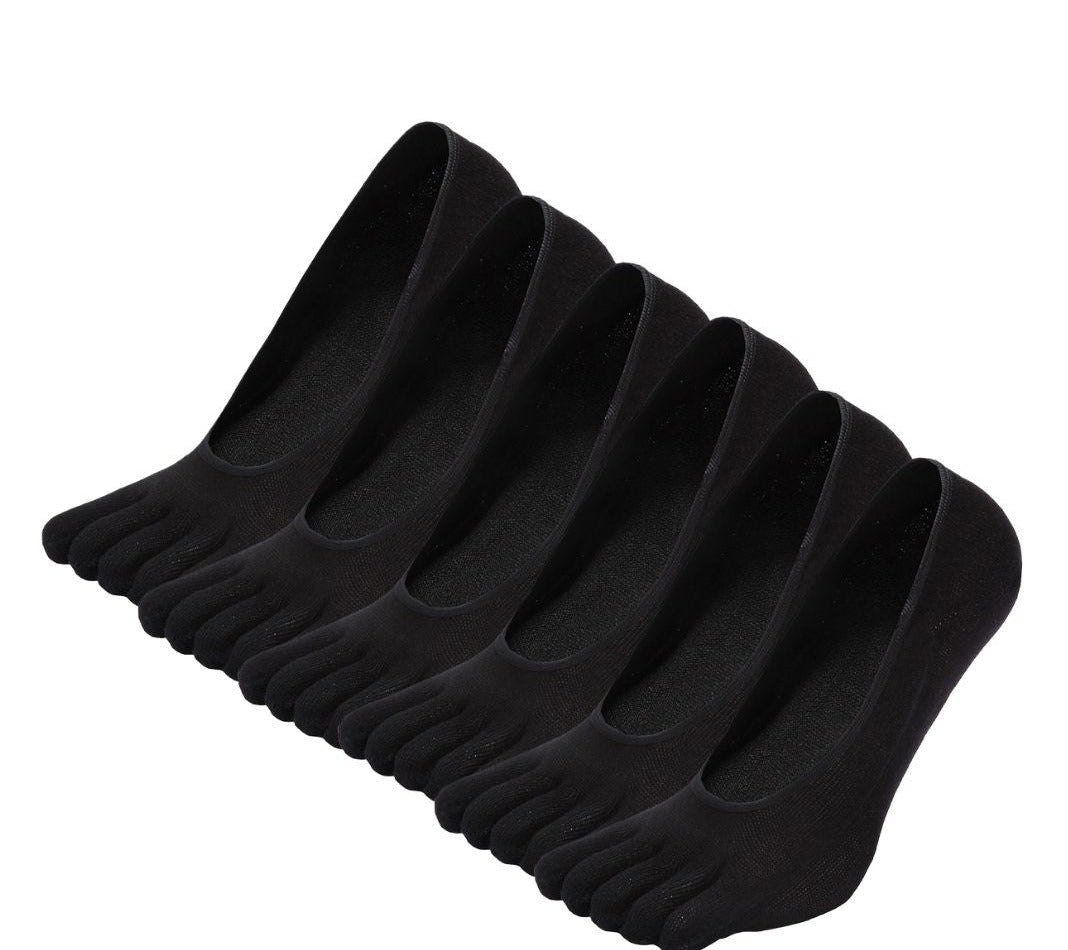 ZAKASA Classic Plain Design 5 Finger No show Socks for Women, 6 Pairs