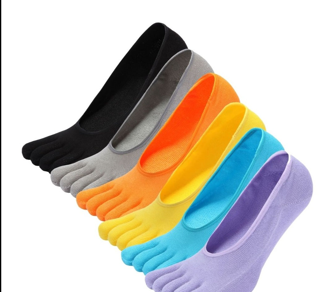 ZAKASA Classic Plain Design 5 Finger No show Socks for Women, 6 Pairs