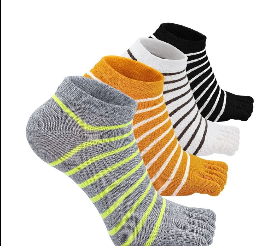 ZAKASA 5 Finger Cute Stripes Design Toe Socks for Women Gift Ideas for Women, 4 Pairs