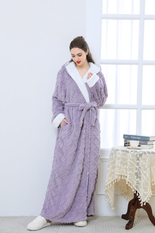 UNEEI Robes for Women Hooded Full-Length Womens Robes Soft Warm for Women Bathrobes