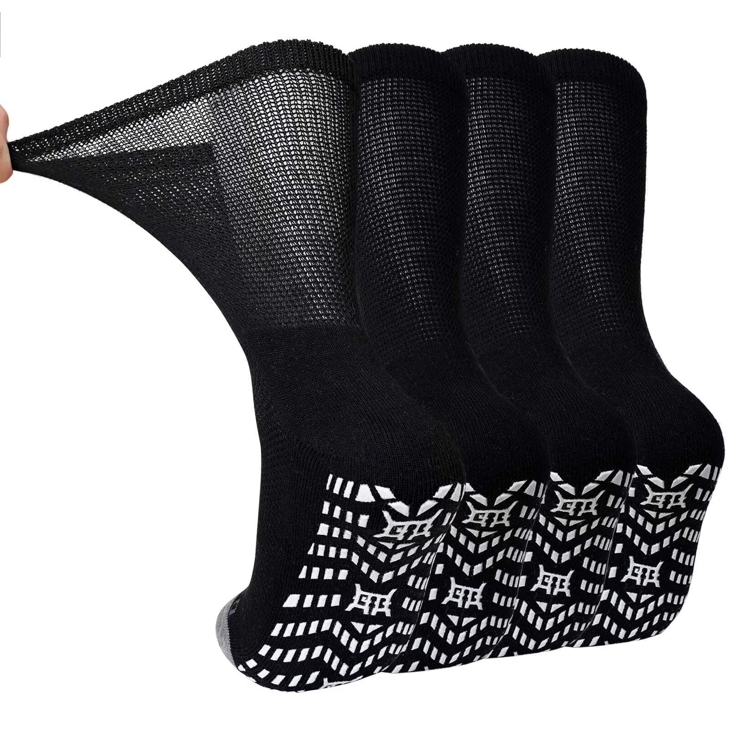Anti-Slip Gripper Diabetic Socks for Men and Women, UNEEI 4 Pairs Non-Binding Nonslip Socks with Comfort, Ideal for Elderly & Diabetes Foot Care