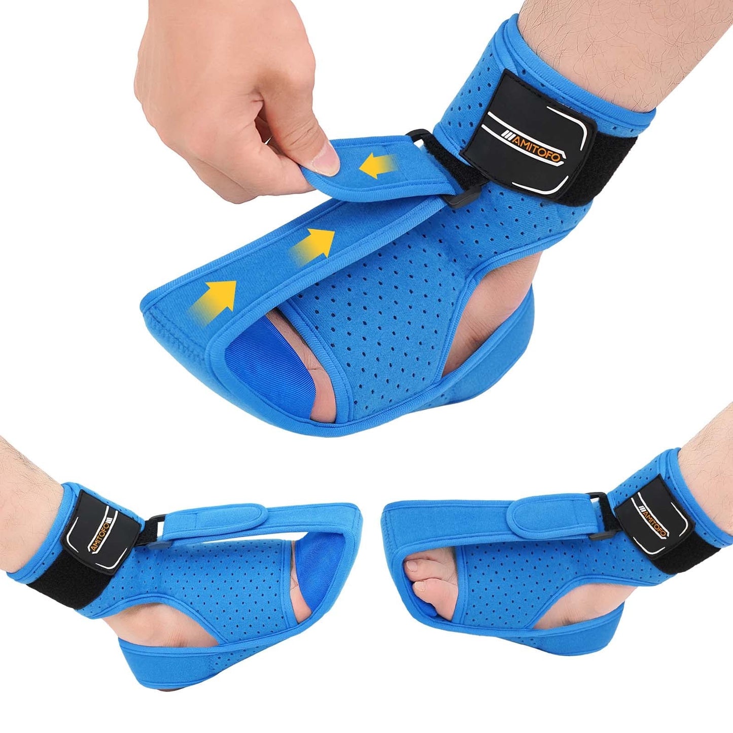 Plantar Fasciitis Night Splint for Men and Women,Dual Wear Open-Toe & Closed-Toe Design,Adjustable Orthotic Support Brace with Memory Foam,Breathable & Skin-Friendly for Pain Relief