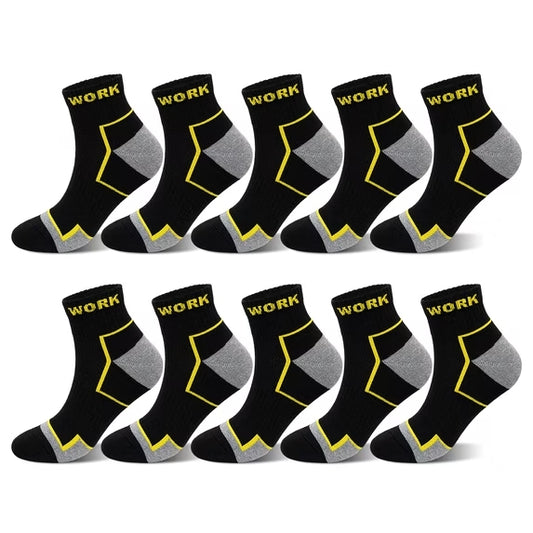 Mens Work Socks:10 Pairs Moisture Wicking Athletic Ankle Socks, Lightweight Cushioned Breathable Work Running Socks