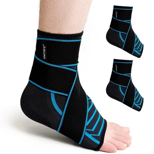 Ankle Support Wrap Compression Sleeve For Sprained Ankle - Foot Brace For Injured Foot For Women Men With Adjustable Bandage For Plantar Fasciitis Relief