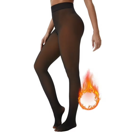 Fleece Lined Tights for Women - Winter Thermal Leggings Pantyhose, Fake Translucent Thick Warm Sheer Tights
