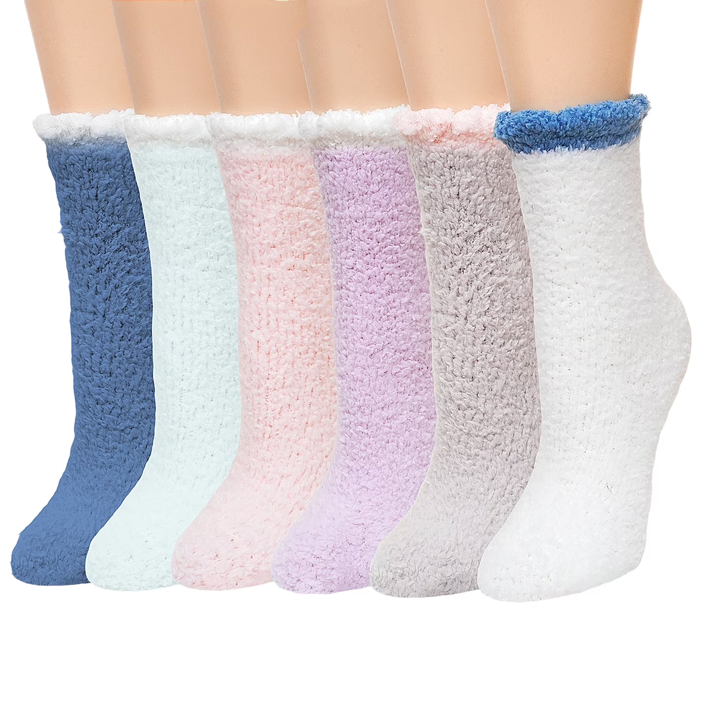 Fuzzy Socks for Women, Cozy Fluffy Winter Warm Slipper Socks , 6 Pair Colorful Fluffy Socks for Home Sleeping