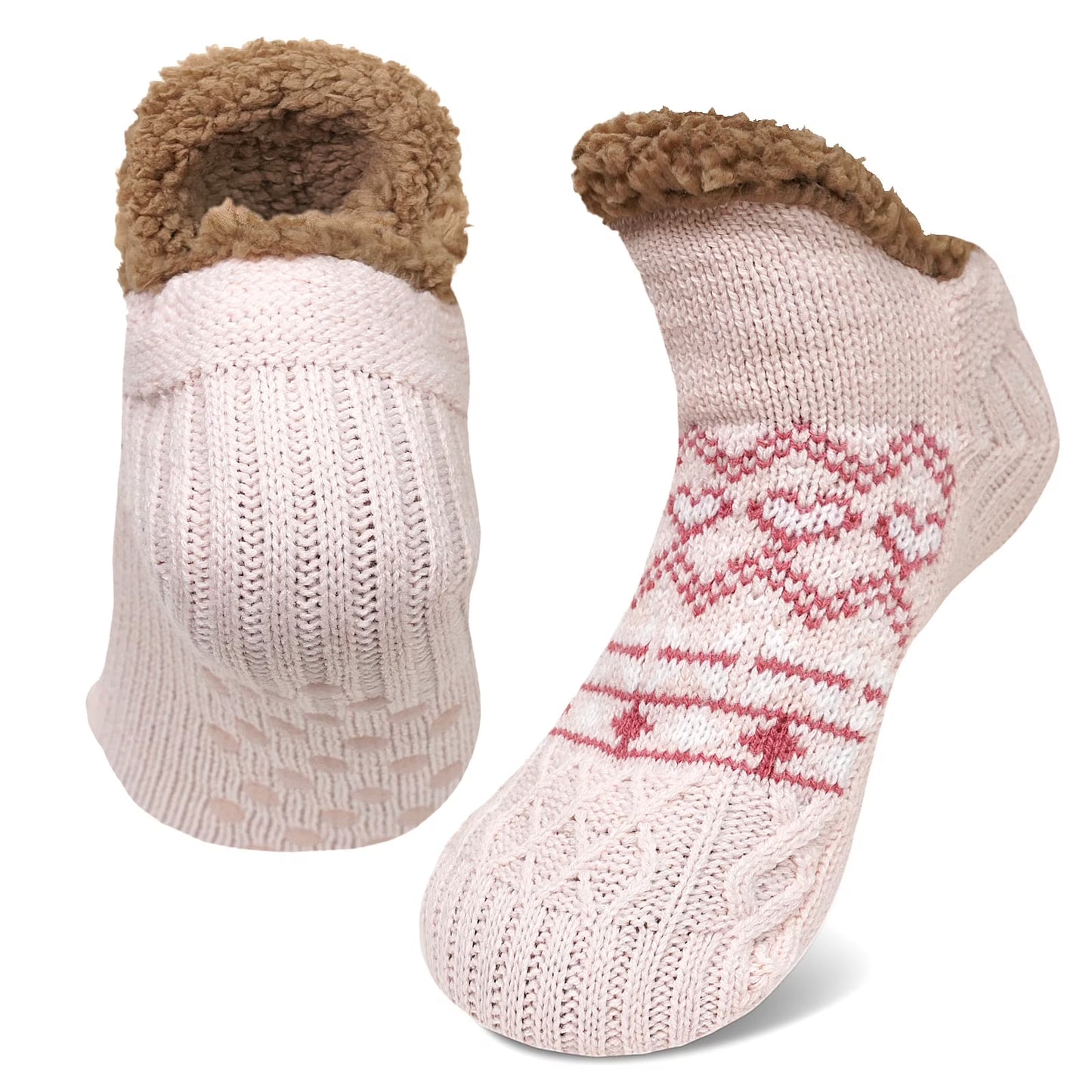 Fuzzy Slipper Socks with Non-Slip Grips, Cozy Plush Warm Winter House Socks, Fluffy Thick Indoor Sleep Socks Gift for Ladies