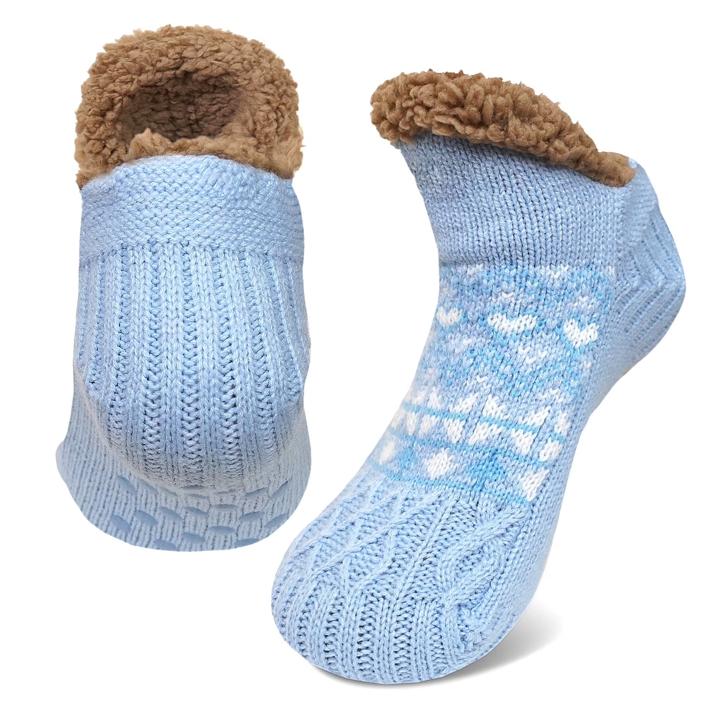 Fuzzy Slipper Socks with Non-Slip Grips, Cozy Plush Warm Winter House Socks, Fluffy Thick Indoor Sleep Socks Gift for Ladies