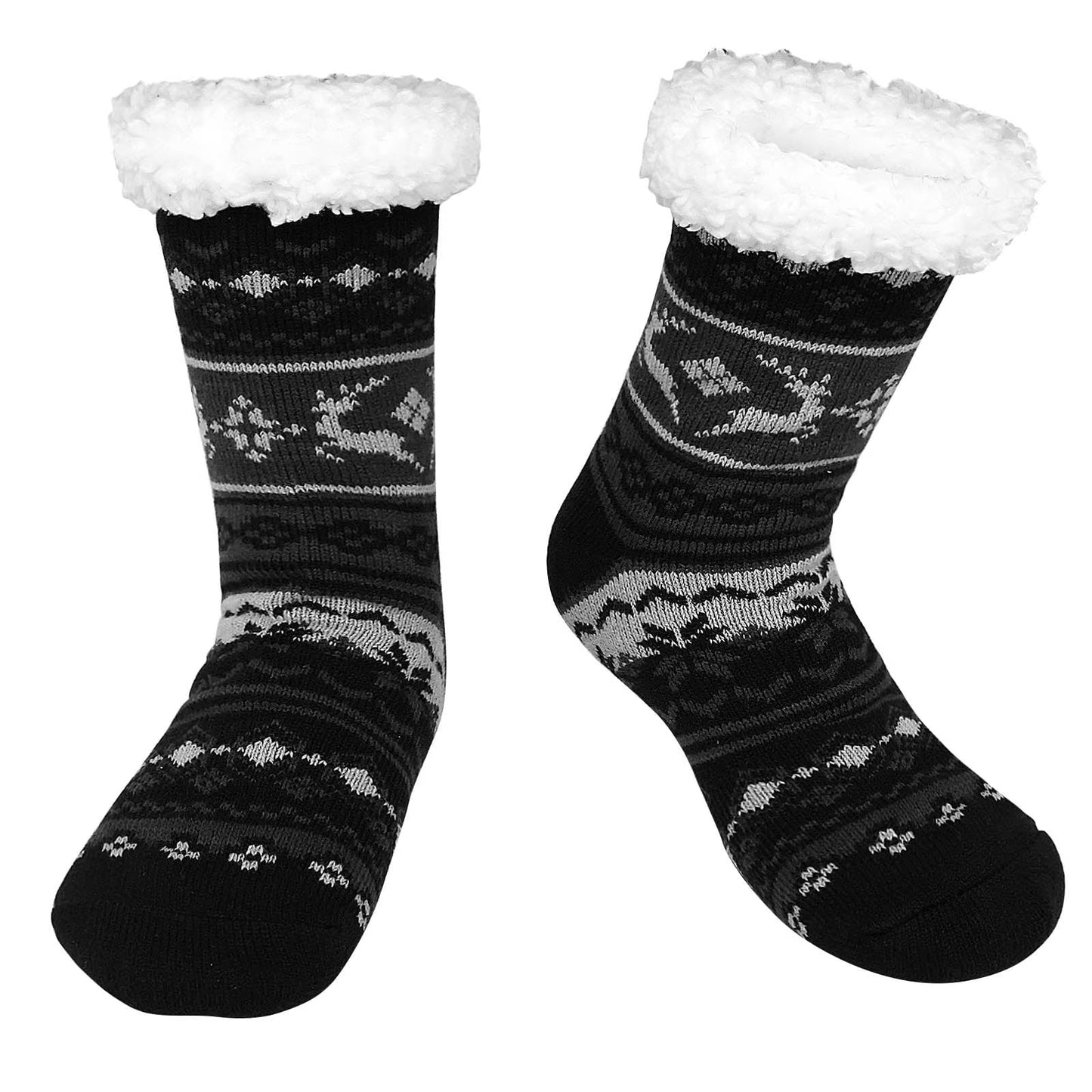 UNEEI Men's Fuzzy Slipper Socks with Grippers,Winter Warm Cozy Thick Fuzzy Indoor Fluffy Home Socks, Thick Comfy Non Slip Gift Socks