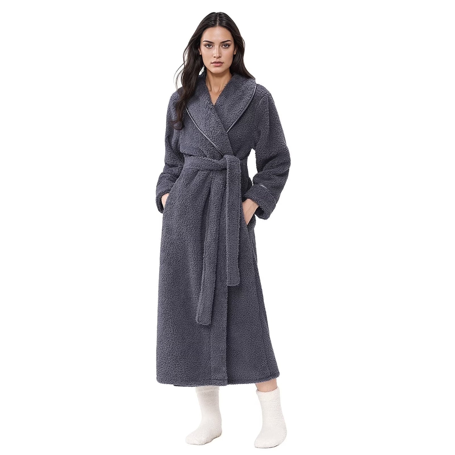 Robes for Women,Fluffy Fuzzy Cozy Warm Lightweight Housecoat, Plush Soft Long Robes with Pockets