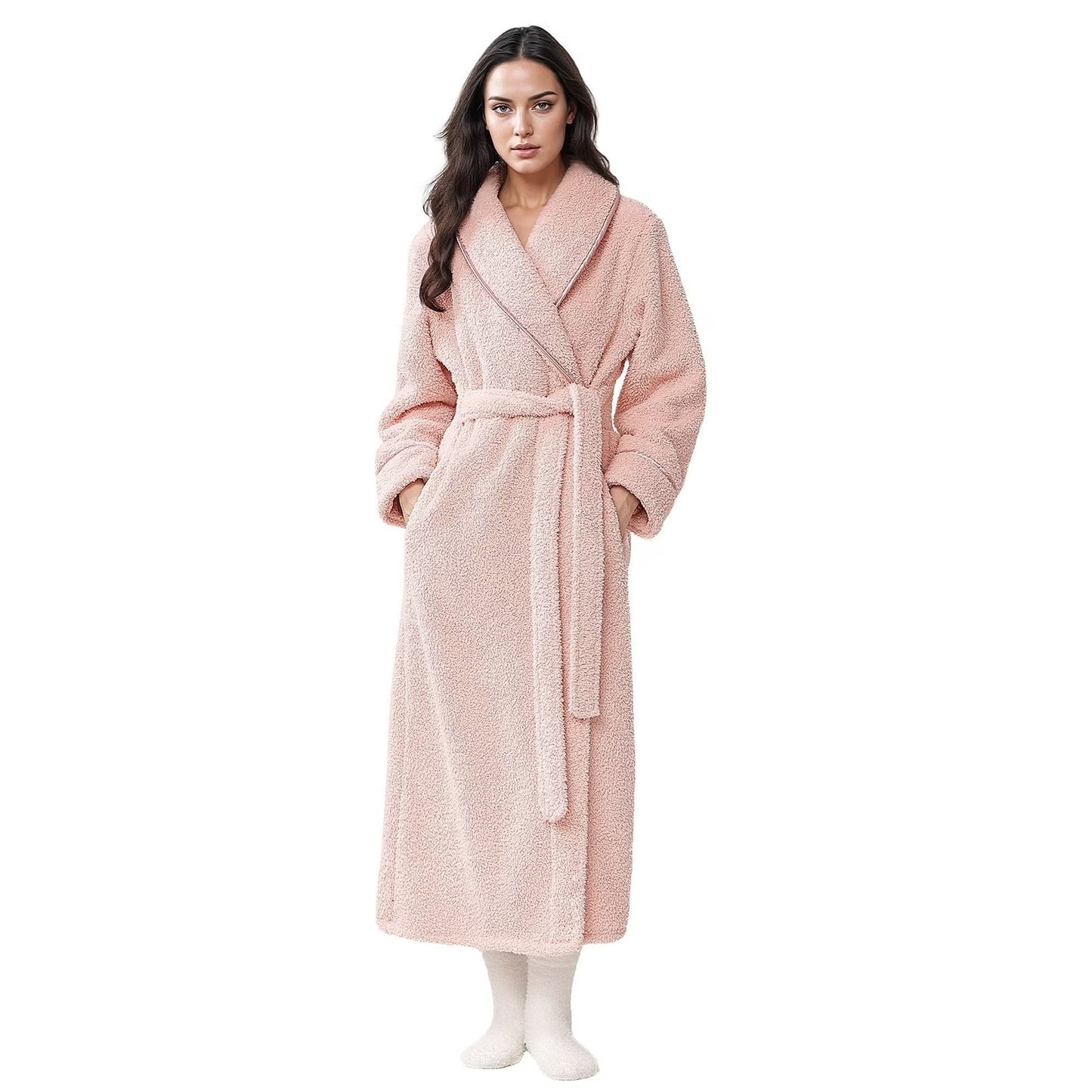 Robes for Women,Fluffy Fuzzy Cozy Warm Lightweight Housecoat, Plush Soft Long Robes with Pockets