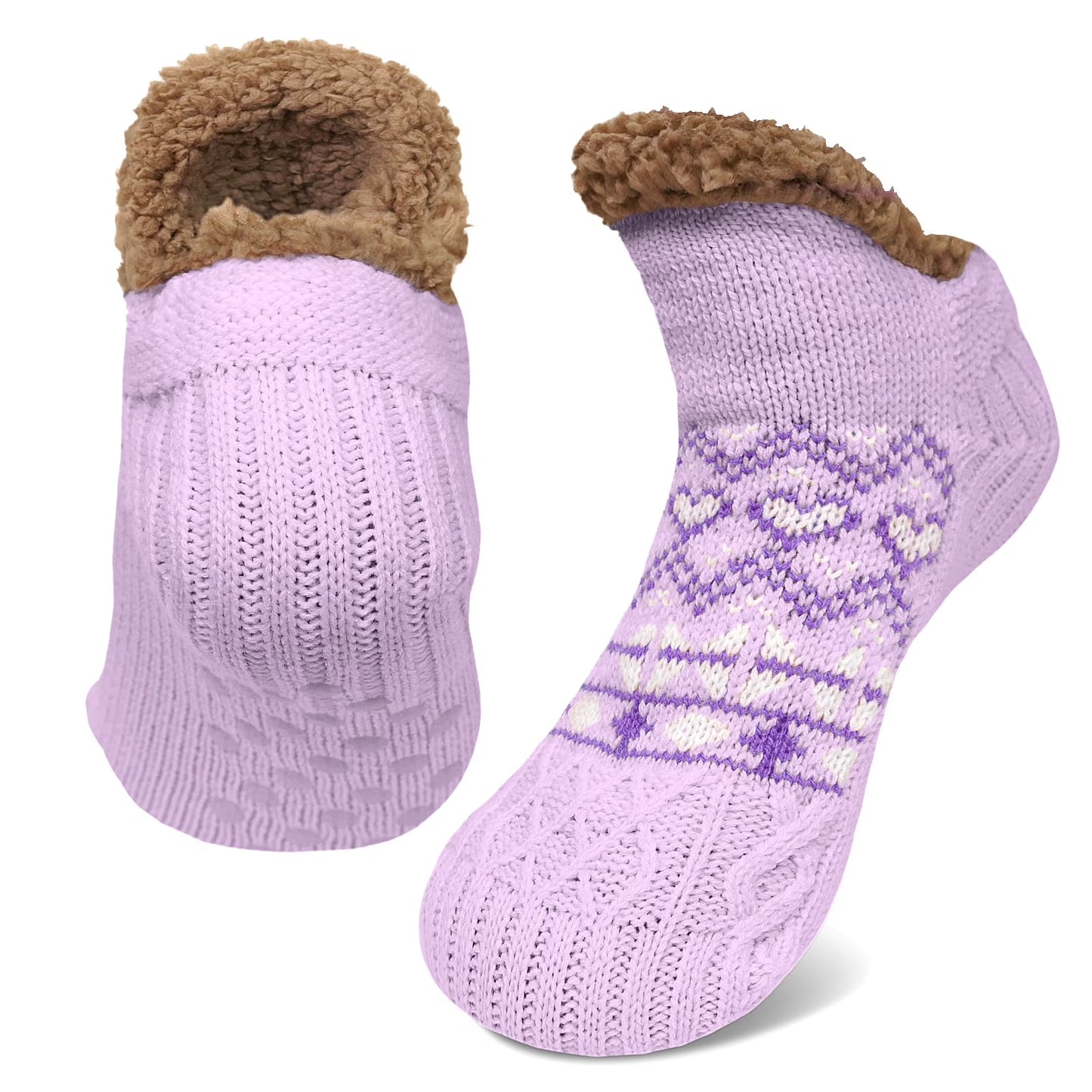 Fuzzy Slipper Socks with Non-Slip Grips, Cozy Plush Warm Winter House Socks, Fluffy Thick Indoor Sleep Socks Gift for Ladies