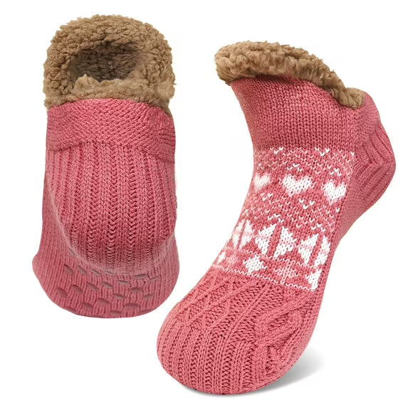 Fuzzy Slipper Socks with Non-Slip Grips, Cozy Plush Warm Winter House Socks, Fluffy Thick Indoor Sleep Socks Gift for Ladies