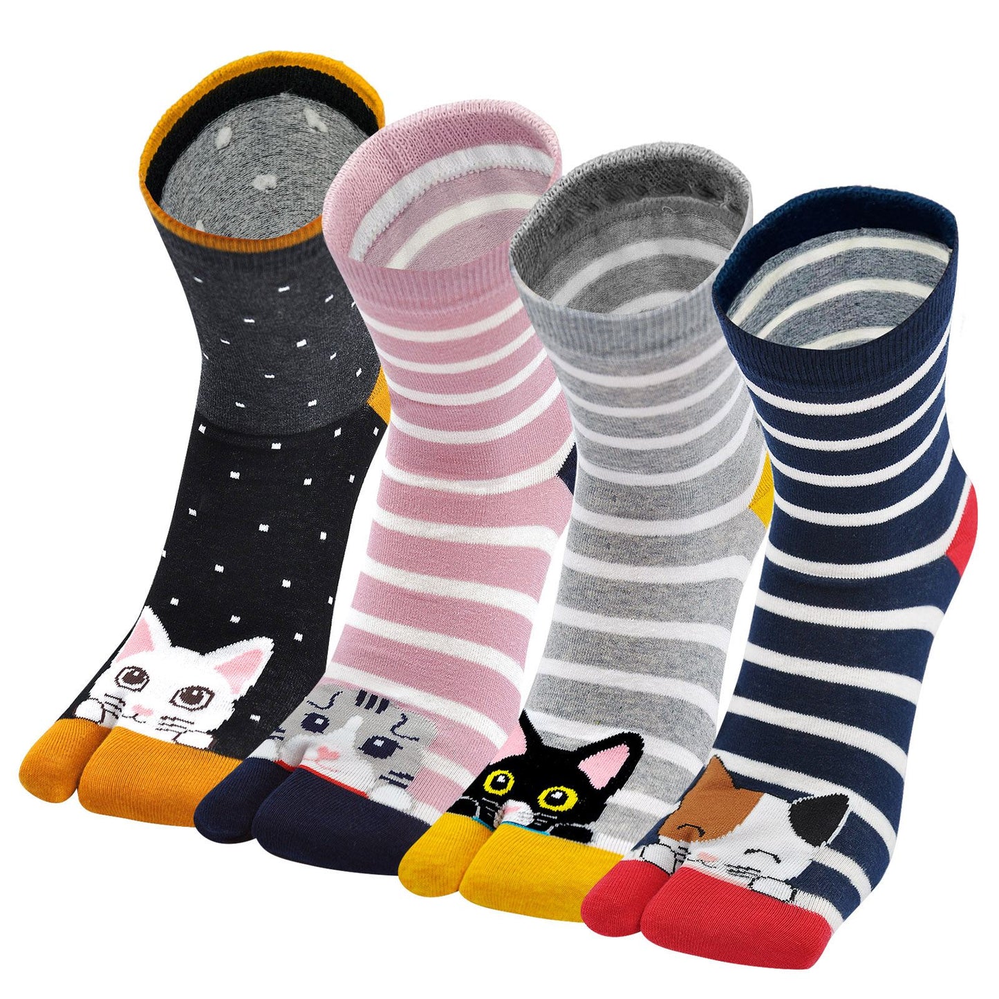 Toe Socks, UNEEI Crazy Funny Cute Socks for Men, Novelty Cartoon Dog Cat Animal Soft Cotton Crew Socks for Women Ladies