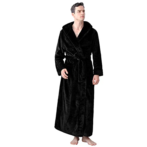 ZAKASA Mens Fleece Plush Robe Warm Soft Collar Shawl Bathrobe