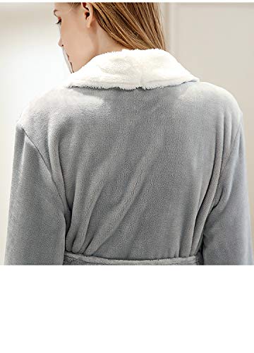 ZAKASA Ladies Dressing Gown Soft Velour Hooded Bath Robe Housecoat Loungewear Bathrobe Gifts for Women Light Grey