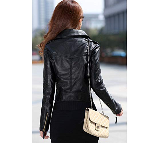 ZAKASA Women Leather Jackets Slim Fit Lapel Zip Up Faux Leather Biker Jacket PU Blazers Ladies