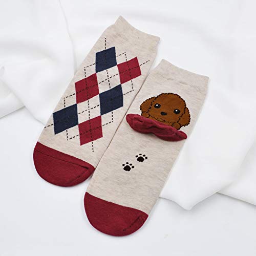 Womens Cotton Cute Animal Socks : Funny Soft Cat Dog Cotton Stocking Multipack for Thermal Warm Socks for Winter Christmas 5 Pairs