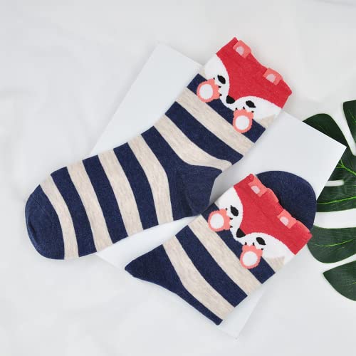 Womens Cotton Cute Animal Socks : Funny Soft Cat Dog Cotton Stocking Multipack for Thermal Warm Socks for Winter Christmas 5 Pairs