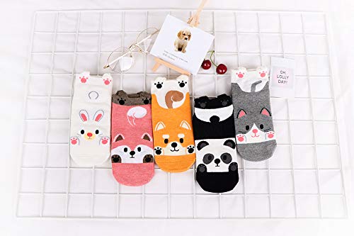 Womens Cotton Cute Animal Socks : Funny Soft Cat Dog Cotton Stocking Multipack for Thermal Warm Socks for Winter Christmas 5 Pairs