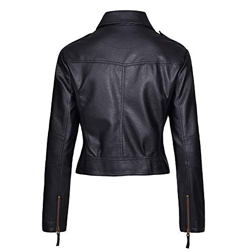 ZAKASA Women Leather Jackets Slim Fit Lapel Zip Up Faux Leather Biker Jacket PU Blazers Ladies