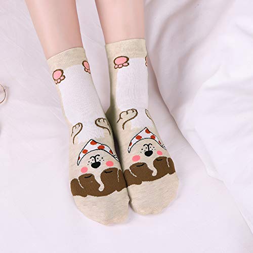 Womens Cotton Cute Animal Socks : Funny Soft Cat Dog Cotton Stocking Multipack for Thermal Warm Socks for Winter Christmas 5 Pairs