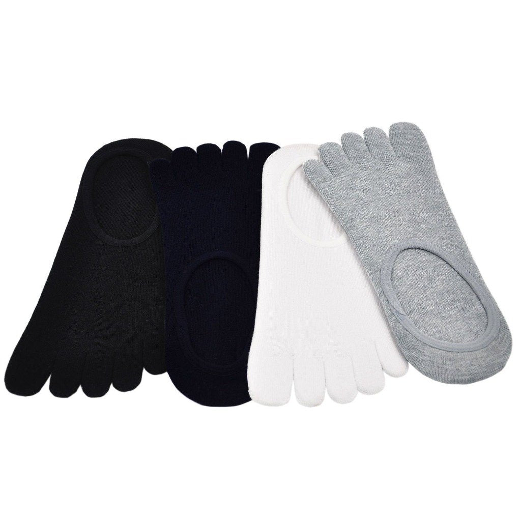 ZAKASA Anti Slip Classic Neutral Colors 5 Finger Toe Socks for Men 4 ...