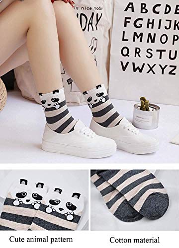 Womens Cotton Cute Animal Socks : Funny Soft Cat Dog Cotton Stocking Multipack for Thermal Warm Socks for Winter Christmas 5 Pairs