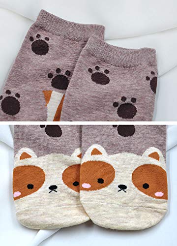 Womens Cotton Cute Animal Socks : Funny Soft Cat Dog Cotton Stocking Multipack for Thermal Warm Socks for Winter Christmas 5 Pairs