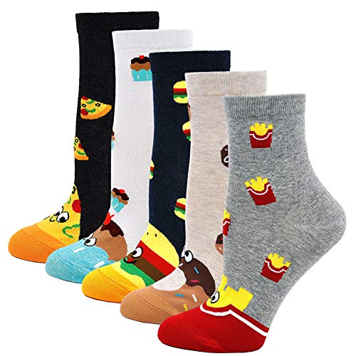 Womens Cotton Cute Animal Socks : Funny Soft Cat Dog Cotton Stocking Multipack for Thermal Warm Socks for Winter Christmas 5 Pairs