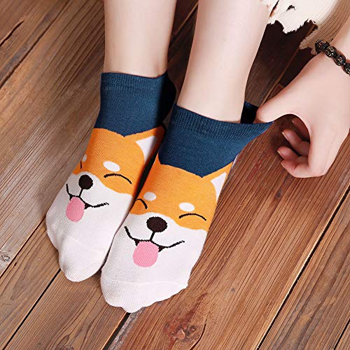 Womens Cotton Cute Animal Socks : Funny Soft Cat Dog Cotton Stocking Multipack for Thermal Warm Socks for Winter Christmas 5 Pairs