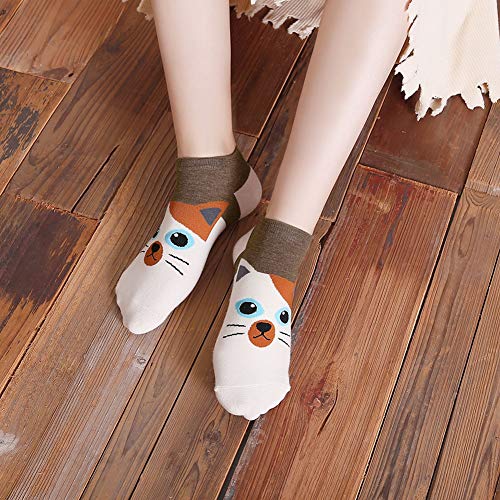 Womens Cotton Cute Animal Socks : Funny Soft Cat Dog Cotton Stocking Multipack for Thermal Warm Socks for Winter Christmas 5 Pairs