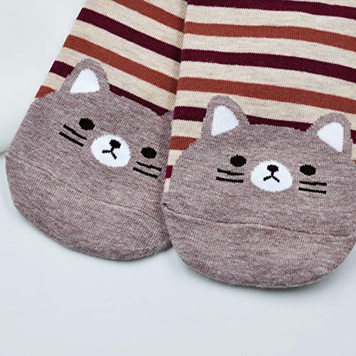 Womens Cotton Cute Animal Socks : Funny Soft Cat Dog Cotton Stocking Multipack for Thermal Warm Socks for Winter Christmas 5 Pairs